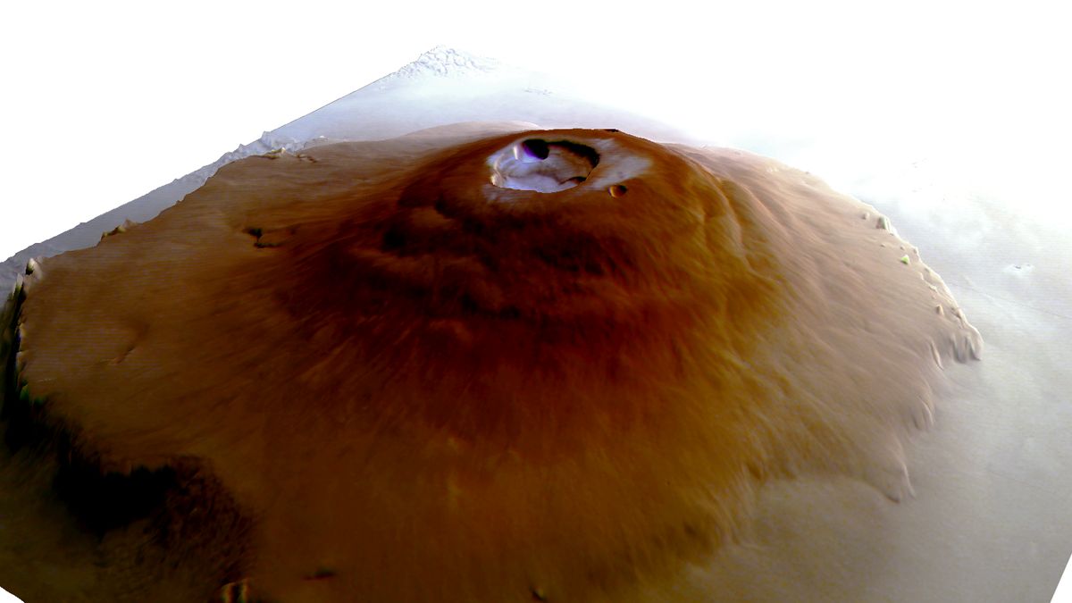 Obrazem: Sonda vyfotila jinovatku na obřích vulkánech na Marsu
