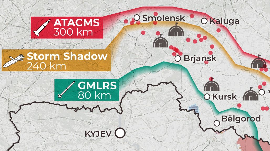 Mapa cílů: Kde by mohla Ukrajina udeřit, kdyby dostala od spojenců zelenou