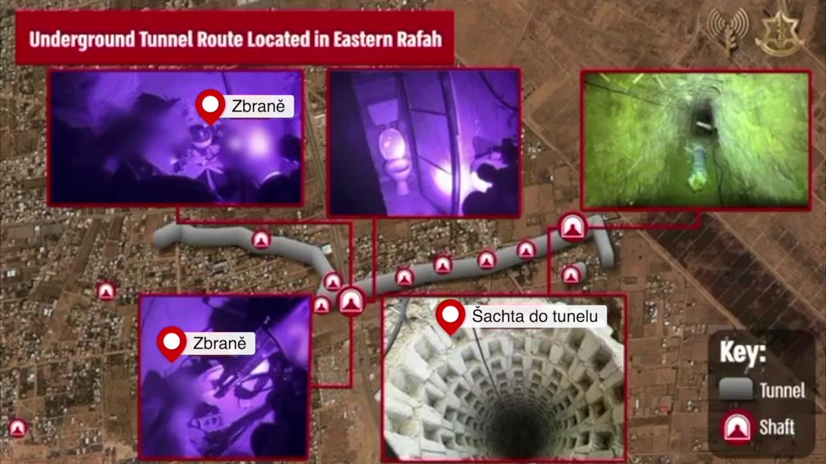 Video ukazuje tunely Hamásu objevené vojáky u hranice s Egyptem