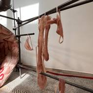 Epoxidovo-silikonové odlitky vzniklé z fragmentů Lenčina těla je možné si na výstavě vyzkoušet na vlastním těle.