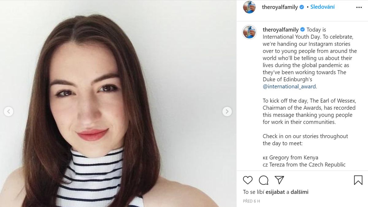 Mladá Češka na jeden den vládne Instagramu britské královské rodiny