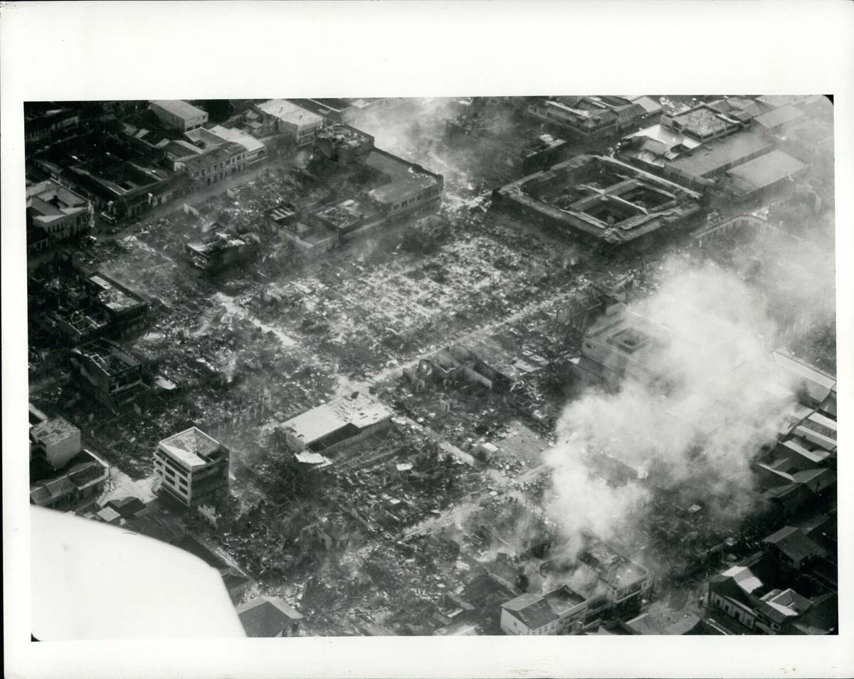 Jedno z nejhorších zemětřesení v Latinské Americe zasáhlo Nikaraguu 23. prosince 1972. Zničilo téměř celé hlavní město Managua (na snímku).