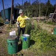 Než dorazí prázdný traktor, je čas na odpočinek a svačinu.