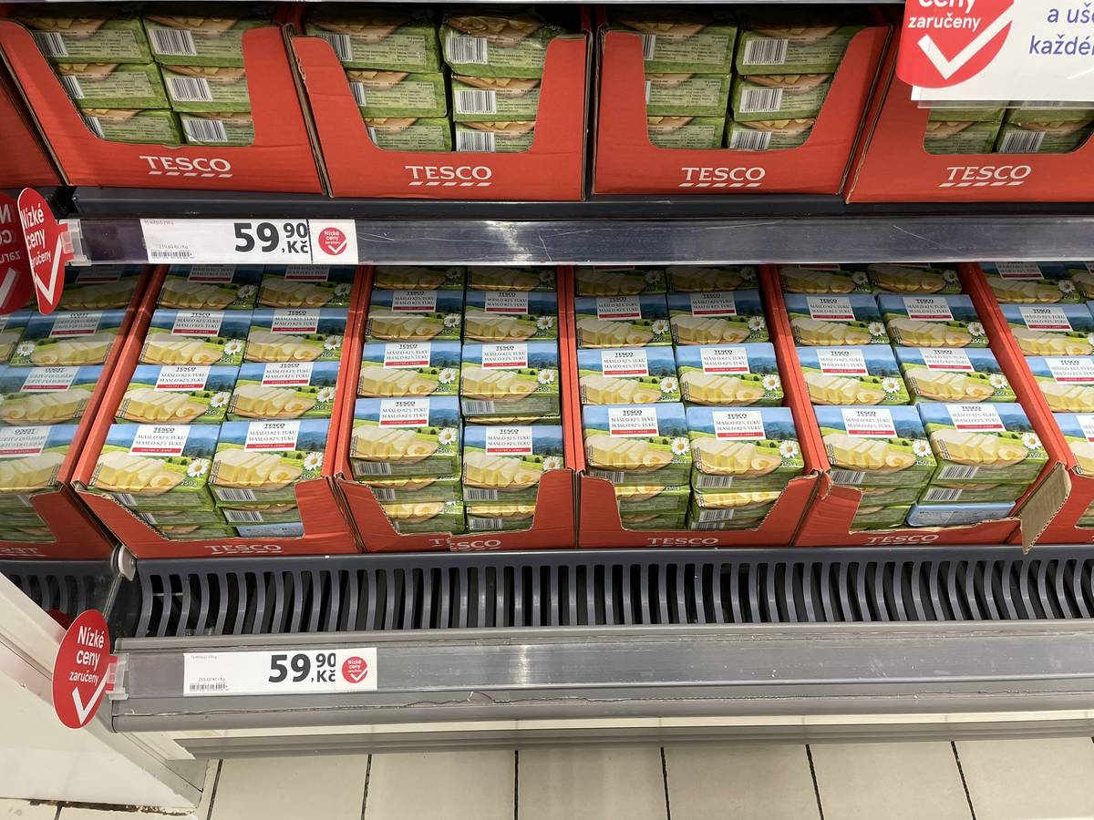 Máslo privátní značky společnosti Tesco zdražilo na 60 korun.