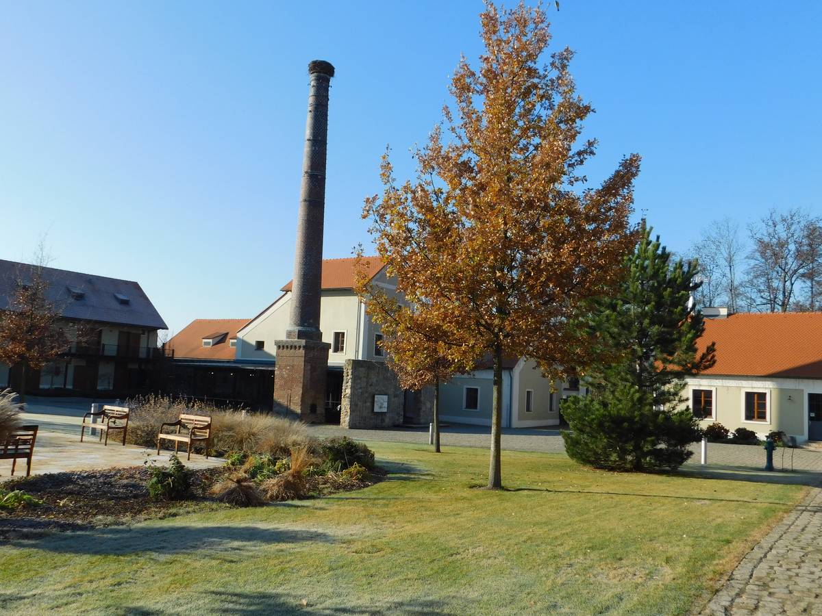 Současná podoba komína na farmě Čapí hnízdo u Olbramovic.