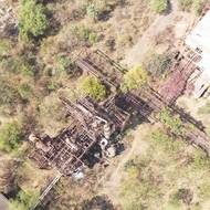 Letecký pohled na opuštěné místo katastrofy v Bhópálu z února 2022. Odehrála se 3. prosince 1984, kdy z chemičky Union Carbide uniklo 40 tun jedovatých plynů.