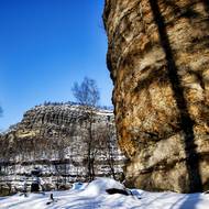 Národní park České Švýcarsko pod sněhem.