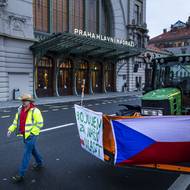 Protest zemědělců v Praze.