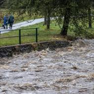 V Mikulovicích, Velké Kraši, Vidnavě a Raškově platí extrémní povodňové stupně. (Kociánov u Loučné nad Desnou, 14. září)