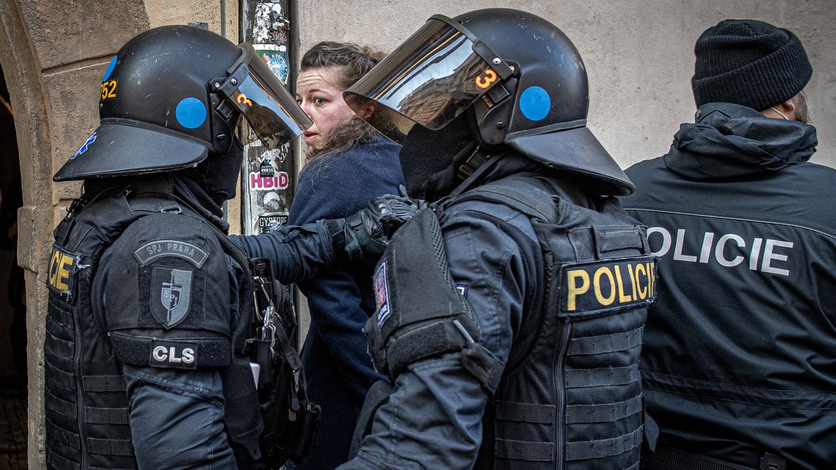 Muž a žena při demonstraci v Praze napadli policistu. Policie je zadržela