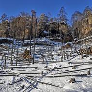 Národní park České Švýcarsko pod sněhem.