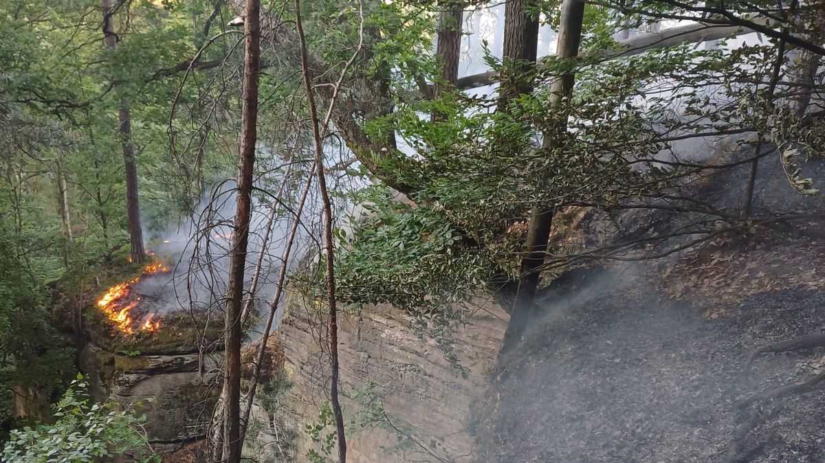 Hasiči ukončili letecké hašení požáru lesa na Mladoboleslavsku, oheň se nešíří