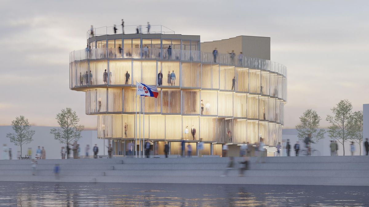 Skleněný krystal s dřevěnou spirálou v srdci. Český pavilon pro Expo v Ósace už roste