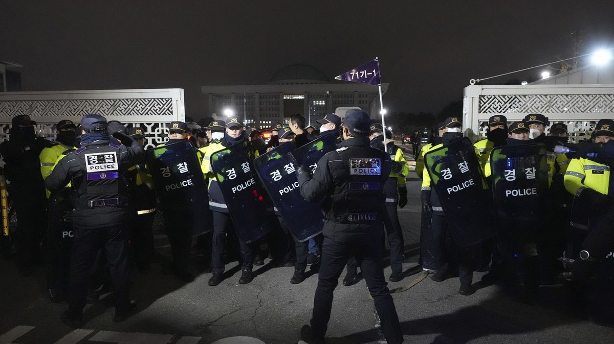 Fotky: Jihokorejci se vzpírají stannému právu, střetli se s policií