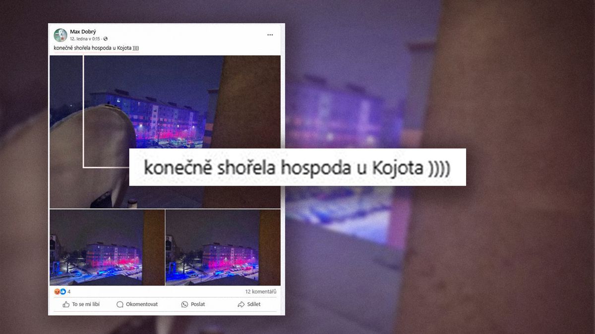 „Konečně shořela hospoda u Kojota“, napsal na síť, teď je v hledáčku policie
