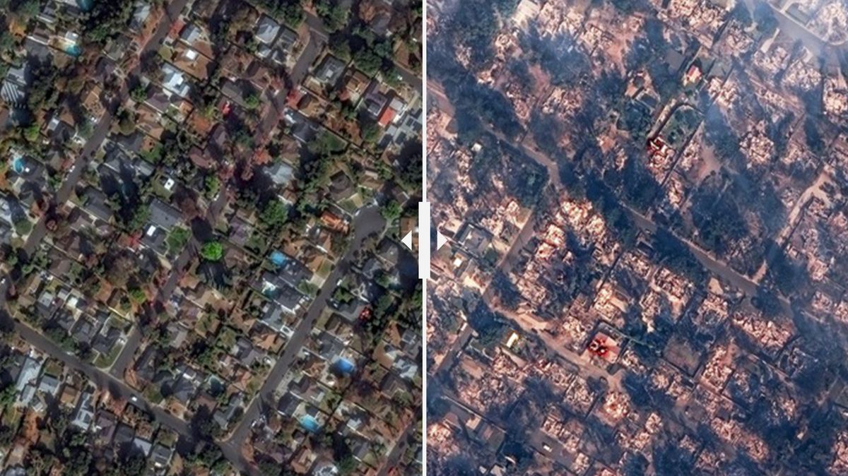 Satelitní snímky ukázaly zkázu, kterou v Los Angeles zanechaly požáry