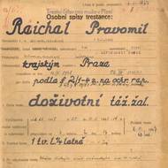 Osobní spis trestance Pravomila Raichla.
