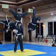 Ukázka bojového umění furusiyah - kromě nejrůznějších hmatů a kopů se sportovci učí zacházet i s mečem, kopím, mačetou nebo dřevěnými tyčemi.