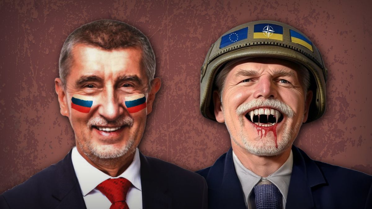 Pavel jako upír s krví na bradě. Útočné politické kampaně se rozjíždí