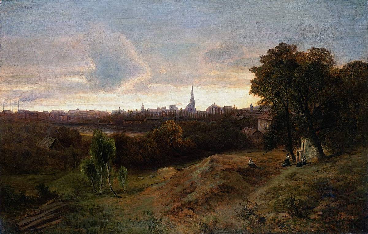 Julius Mařák: Plzeň (studie k obrazu pro dvoranu nádraží Františka Josefa I. ve Vídni), 1870-1887.
