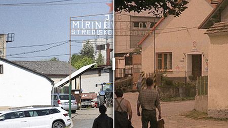 Otíkova chalupa i brána JZD. „Vesnička středisková“ před 40 lety a dnes