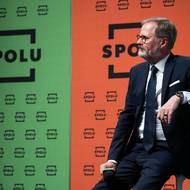 Petr Fiala na debatě v pražských Holešovicích.