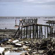 Před pěti lety spustili v hlavním městě program obnovy mangrovů, protože se tam nachází pouze kilometr porostu, který k ochraně pobřeží nestačí. (Nápis „Miluji mangrovy“ na pobřeží letoviska Weg naar Zee v Paramaribu, 23. května.)