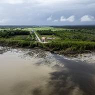 Odpovědí mohou být nově objevená ložiska ropy v moři. Francouzská skupina TotalEnergies loni oznámila projekt v hodnotě 10,5 miliardy dolarů na těžbu u pobřeží Surinamu s odhadovanou kapacitou 220 tisíc barelů denně. (Pobřeží letoviska Weg naar Zee v Paramaribu, 23. května.)