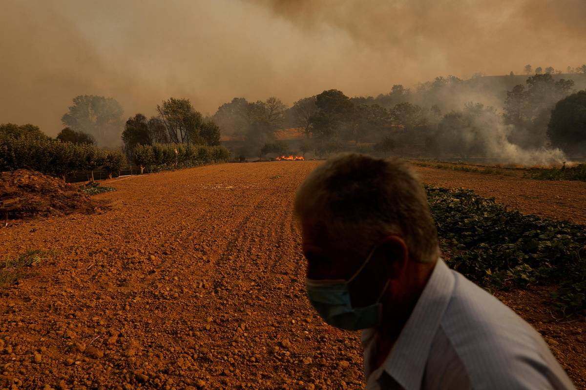 Na začátku týdne zachvátila část Evropy další vlna veder. V jižní Francii teploty dosáhly až 43 stupňů, což zvyšuje riziko požárů. (Snímek lesního požáru u Congosty ve Španělsku, 11. srpna.)