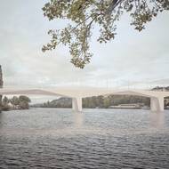 Most bude bělostnou bránou do města ve směru od jihu (vizualizace).