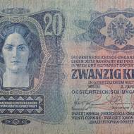 Dvacetikorunová bankovka z Rakouska-Uherska z roku 1913.