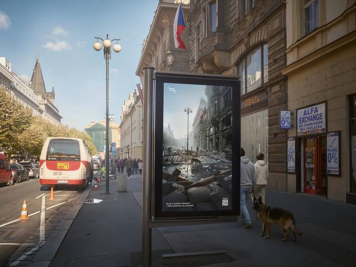 Kampaň v ulicích Prahy.