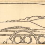 Alena Kučerová, Cesta do mírného kopce, 1969, lept, perforace, papír