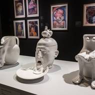 Eva Švankmajerová: Sedící džbán, Konec talíře (terina), Pracující džbán, 1986.