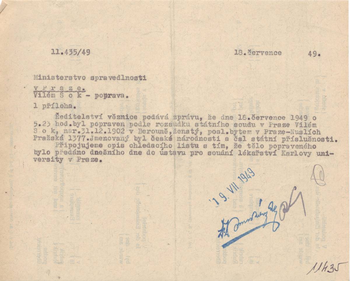 Zpráva o provedené popravě 