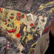 Miquel Barceló: Hamlet, kombinovaná technika na plátně. Obraz pochází z roku 1983.