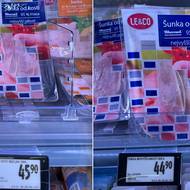 Prodejna Albert v Poděbradech. Srovnání z 11. února a 8. prosince 2025.