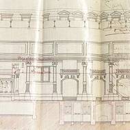 Detail stavebního plánu hotelu.