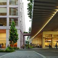 Blok B01 je koncipován jako dva administrativní objekty obklopující magistrálu.