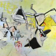 Petr Pavlík: Průvod, 1993, kaseinová tempera, plátno, 180 × 225 cm.