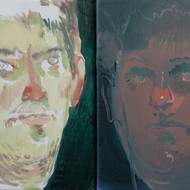 Jakub Čuška: Twins, 2023, olej na plátně.