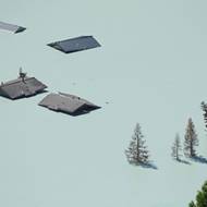 V květnu došlo ve švýcarských Alpách k masivnímu sesuvu půdy a ledu, který způsobil částečné zničení již dříve evakuované vesnice Blatten, kde žilo přibližně 300 lidí. Událost vyvolala vážné obavy z dopadu tání permafrostu, zatímco teploty v alpských horských pásmech se zvyšují. Obec zůstává i po několika měsících pohřbená. Vyfoceno 24. srpna.