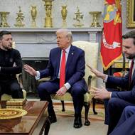 Americký prezident Donald Trump během bezprecedentní hádky v Bílém domě v průběhu návštěvy ukrajinského prezidenta Volodymyra Zelenského. (Washington, 28. února)