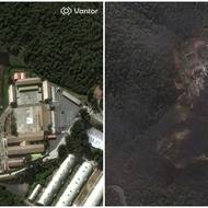 Z části komplexu Fuerte Tiuna zůstaly jen trosky. Opět srovnání snímků z 22. prosince 2025 a 3. ledna 2026. Kromě vojenských cílů a armádních velitelství se na základně zacházejí také oficiální rezidence venezuelských představitelů.