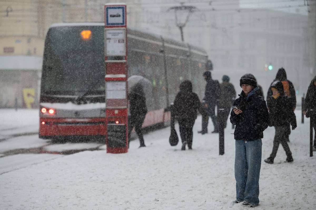 Sníh v Praze.
