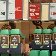 Ceny v prodejně Lidl v Poděbradech. Srovnání z 8. prosince 2025 (vlevo) a 6. ledna 2026 (vpravo).