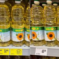 Ceny v prodejně Albert v Poděbradech. Srovnání z 8. prosince (vlevo) a 6. ledna (vpravo).