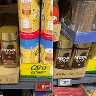 Ceny v prodejně Penny v Pečkách. Srovnání z 8. prosince 2025 (vlevo) a 6. ledna 2026 (vpravo).