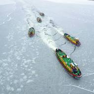 Zamrzlo také ústí Visly do Baltského moře, které se nachází východně od Gdaňsku. Na rameno zvané Smělá Visla musely vyplout ledoborce. Snímek z 5. února.