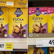 Ceny v prodejně Tesco v OC Smíchov. Srovnání z 8. prosince 2025 (vlevo) a 6. ledna 2026 (vpravo).